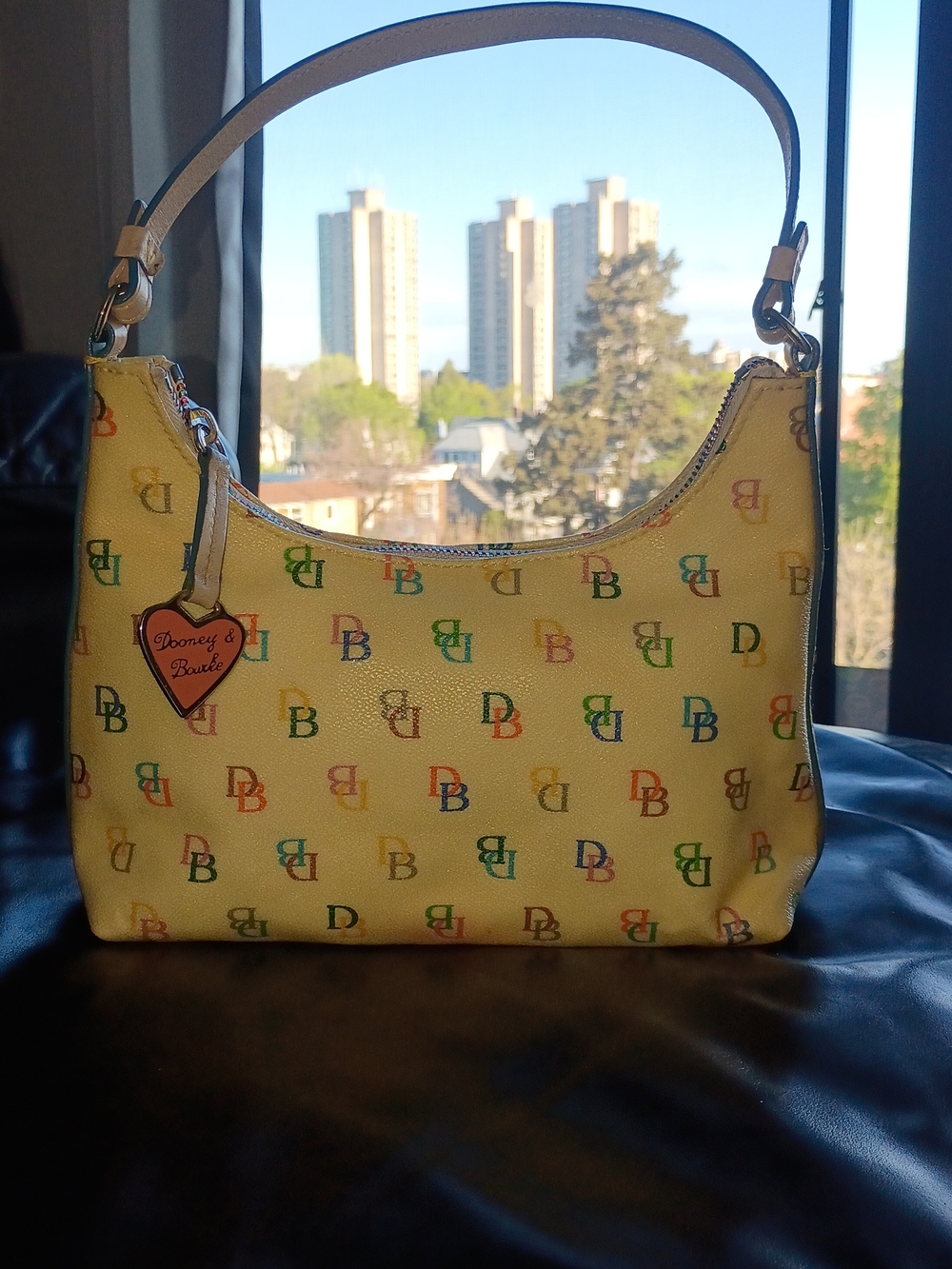 Dooney & Bourke Yellow Multicolor Logo Hobo Shoulder Bag